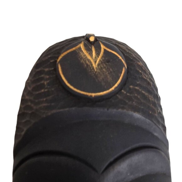 Vtg African Tribal Face Masks Wood Carved Wall Hang Tiki Signed M. Paul 10" - Picture 15 of 16